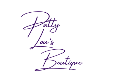 Purple 'Patty Lou's Boutique' logo on a white background